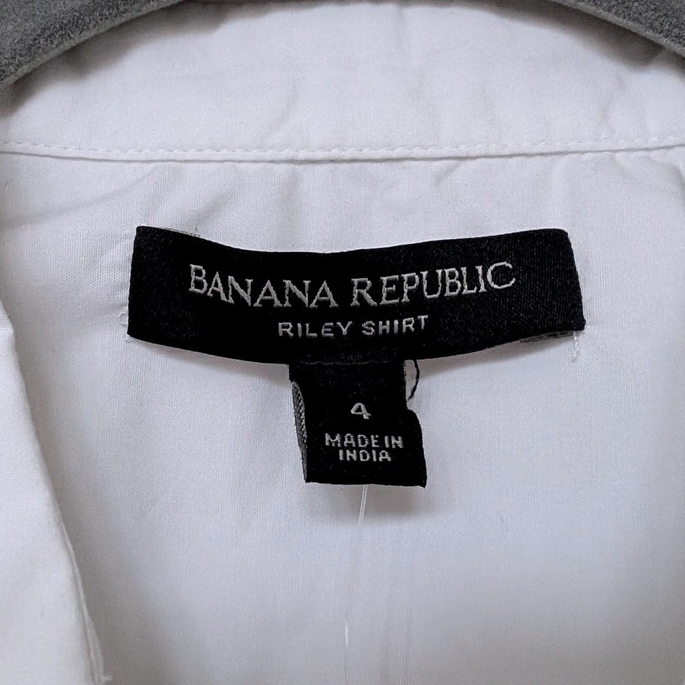 Banana Republic Riley Shirt Blouse Womens 4 White Sleeveless Crochet Lace Fringe - Picture 2 of 7